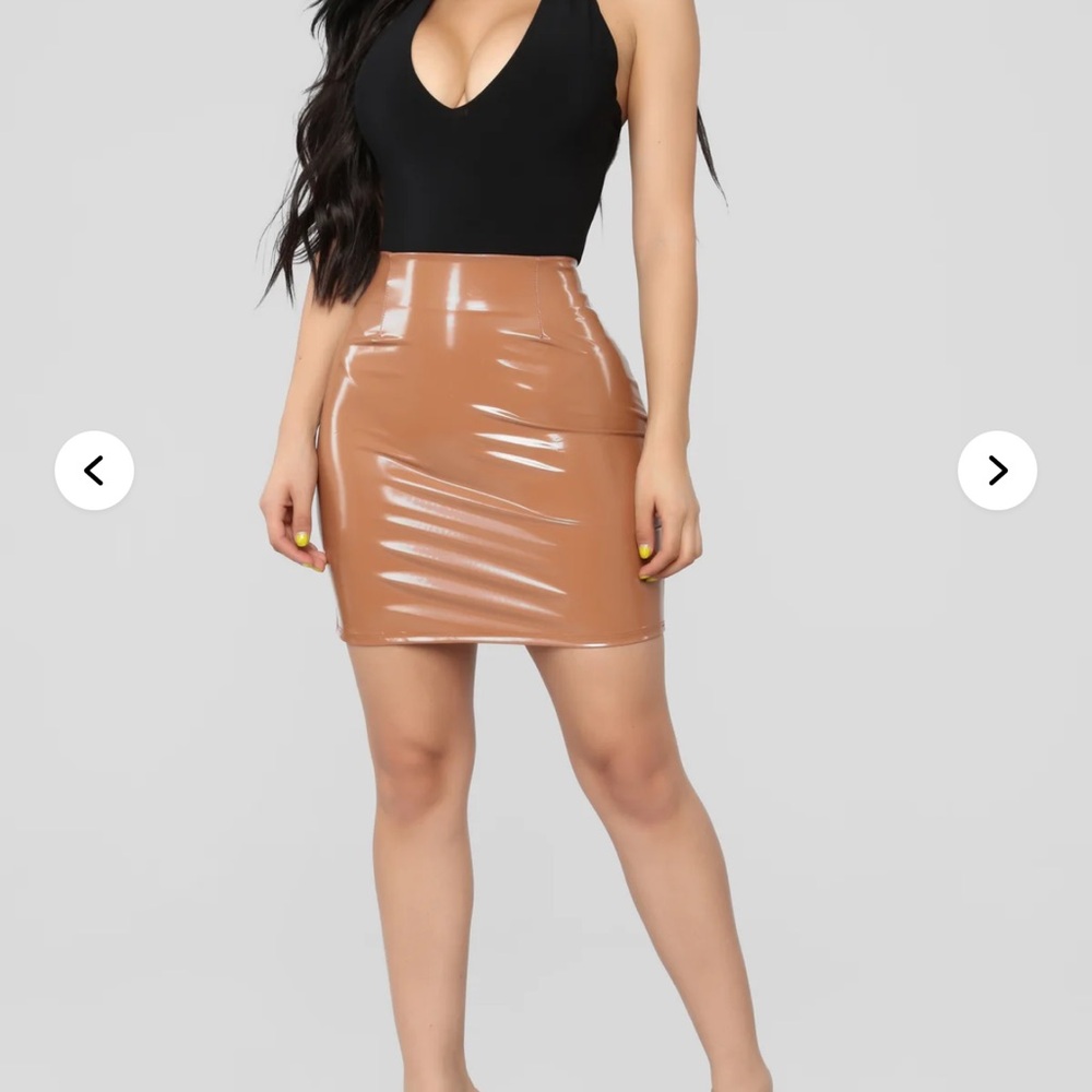 Fashion Nova Glossy Brown Pencil Skirt